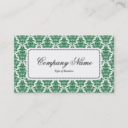Centre Label v5 - Forest Green Damask Visitenkarte (Vorderseite)
