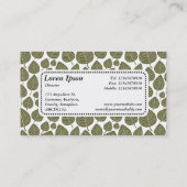 Centre Label v5 - Leaf Muster 02 - Deep Olive Visitenkarte (Rückseite)