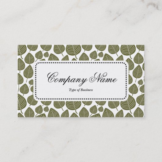 Centre Label v5 - Leaf Muster 02 - Deep Olive Visitenkarte (Vorderseite)