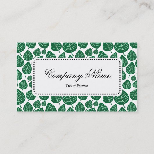 Centre Label v5 - Leaf Muster 02 - Forest Green Visitenkarte (Vorderseite)