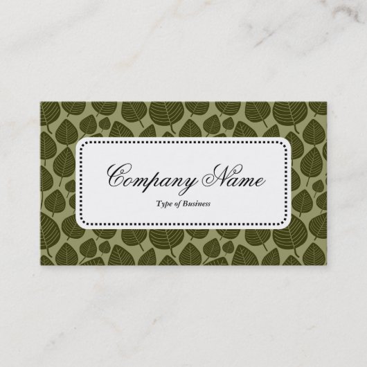 Centre Label v5 - Leaf Muster 02 - Olive Shades Visitenkarte (Vorderseite)