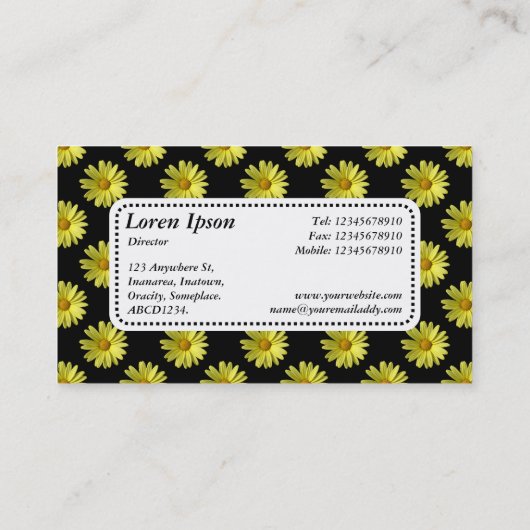 Centre Label v5 - Yellow Daisies Visitenkarte (Rückseite)