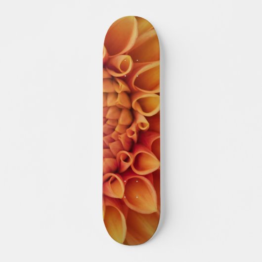 Centre Orange Dahlia Blume Skateboard (Vorne)