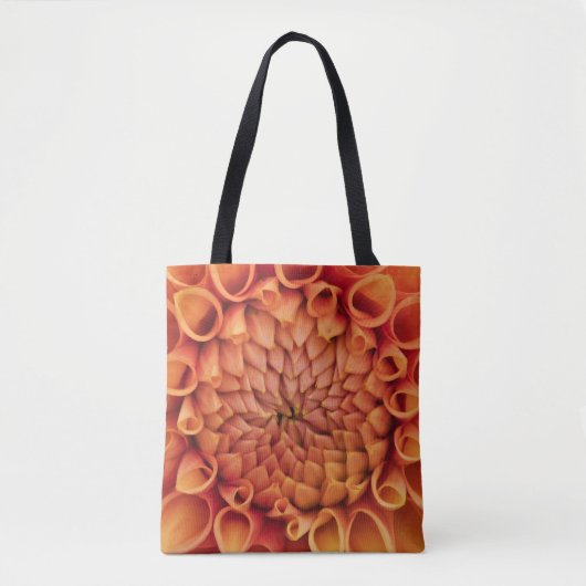 Centre Orange Dahlia Blume Tasche (Vorderseite)