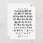 Century BD IT - Zazzle Schriftart Sampler Sheet Postkarte (Vorne/Hinten)
