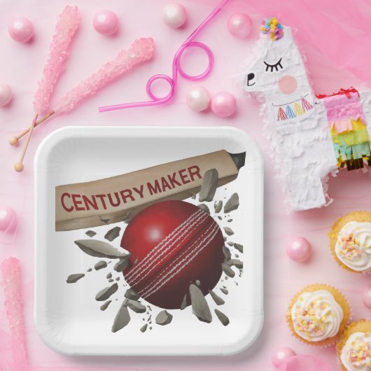 Century Maker Cricket Bat and Ball Sports Pappteller (Party)