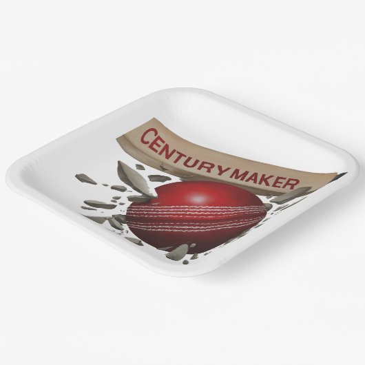 Century Maker Cricket Bat and Ball Sports Pappteller (Gewinkelt)
