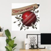 Century Maker Cricket Bat and Ball Sports Poster (Heimbüro)