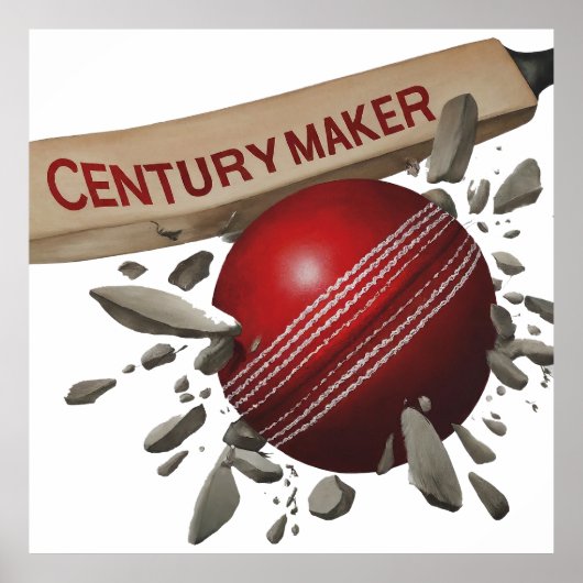 Century Maker Cricket Bat and Ball Sports Poster (Vorne)