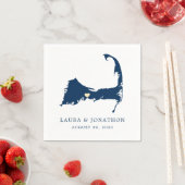 Centville Blue Cape Cod Map Gelbes Herz Hochzeit Serviette (Beispiel)