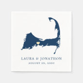 Centville Blue Cape Cod Map Gelbes Herz Hochzeit Serviette (Vorderseite)