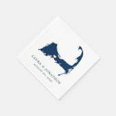 Centville Blue Cape Cod Map Gelbes Herz Hochzeit Serviette (Ecke)