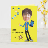 CEO Businessman BOY Foto Sensational FUN BirthdaY Karte (Gelbe Blume)