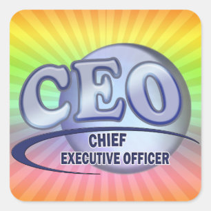 CEO LOGO BLUE CHIEF FÜHRUNGSKRAFT OFFICER QUADRATISCHER AUFKLEBER