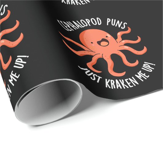 Cephalopod drückt mich einfach auf, dunkle BG Geschenkpapier (Rolleneckpunkt)