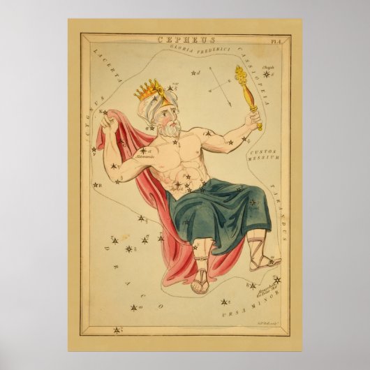 Cepheus the King - Vintage Sternenkarte Poster (Vorne)