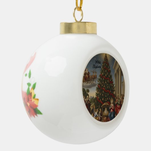 Ceramic Ball Nativity Santa Christmas Ornament (Links)