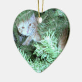 Ceramic Cat in the Tree Christmas Heart Ornament (Links)