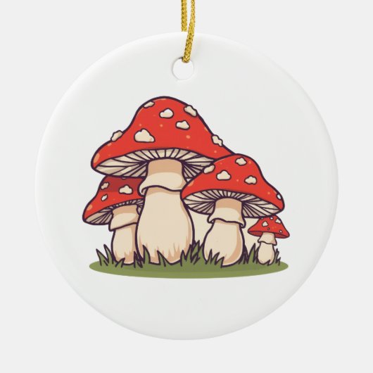 Ceramic Circle Ornament (Cute Mushrooms) (Vorne)