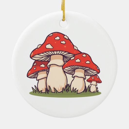 Ceramic Circle Ornament (Cute Mushrooms) (Hinten)