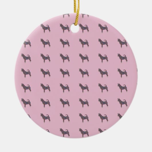 Ceramic Circle Ornament with chihuahua pattern (Vorne)