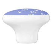 Ceramic Knob Blue Space Doodle Stars Planets Keramikknauf (Seitenansicht)