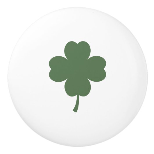 Ceramic Knob with Lucky 4 Leaf Clover Design Keramikknauf (Vorderseite)