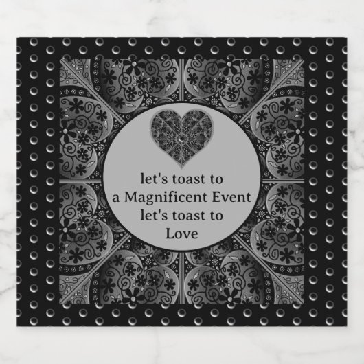 Ceramic Lace Black Schaumweinetikett (Einzelnes Label)