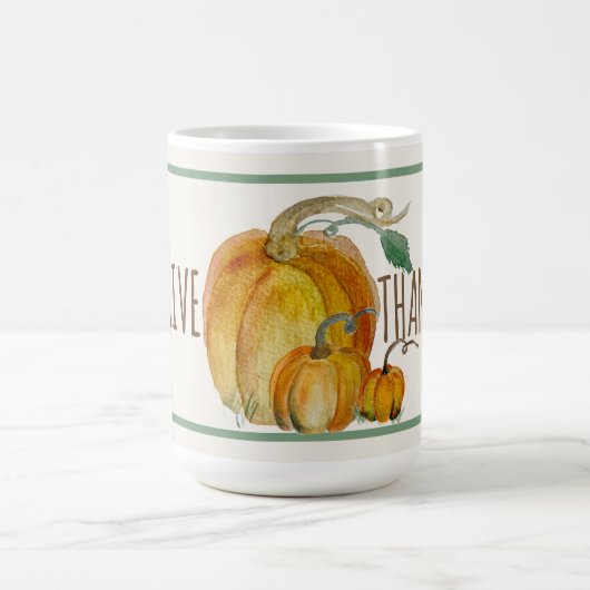 Ceramic Mug: Give Thanks Pumpkin Harvest Blessing Kaffeetasse (Mittel)