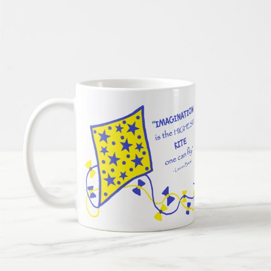 Ceramic Mug - Whimsical Kite with saying Kaffeetasse (Links)