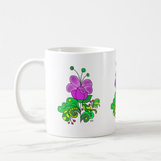 Ceramic Mug Whimsical Purple Flower Kaffeetasse (Links)