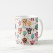 Ceramic mug with a cute pattern of cartoon animals kaffeetasse (VorderseiteRechts)
