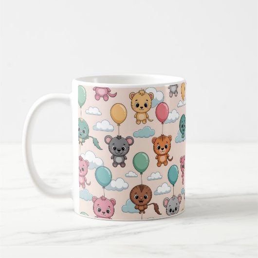 Ceramic mug with a cute pattern of cartoon animals kaffeetasse (Links)