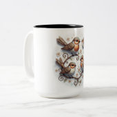Ceramic Mug With Birds Zweifarbige Tasse (Vorderseite Links)