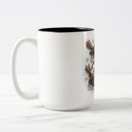 Ceramic Mug With Birds Zweifarbige Tasse