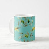 Ceramic mug with olive design on light teal kaffeetasse (Vorderseite Links)