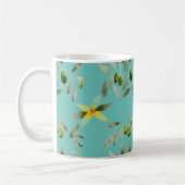 Ceramic mug with olive design on light teal kaffeetasse (Links)