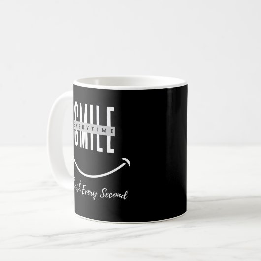 Ceramic mug with positive quote "Smile everytime" Kaffeetasse (Vorderseite Links)
