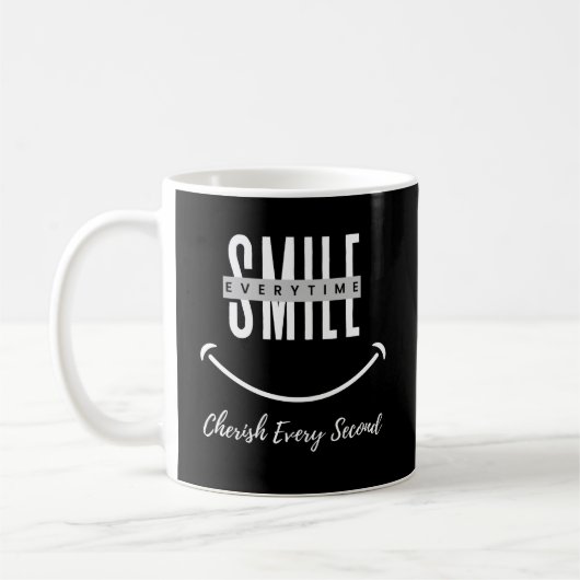 Ceramic mug with positive quote "Smile everytime" Kaffeetasse (Links)