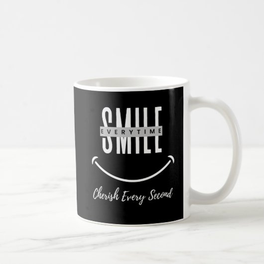 Ceramic mug with positive quote "Smile everytime" Kaffeetasse (Rechts)