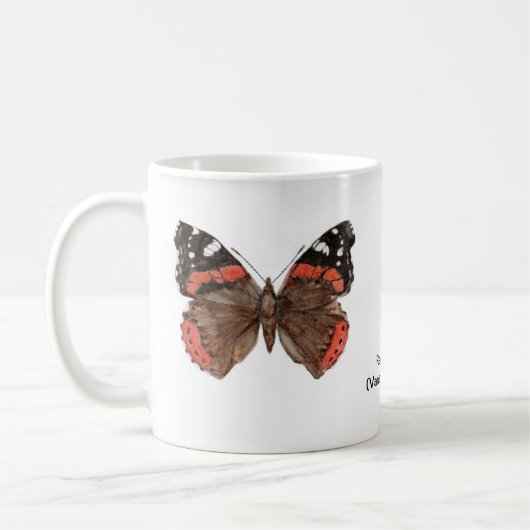 Ceramic mug with Red Admiral butterfly design Kaffeetasse (Links)