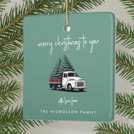 Ceramic Ornament | Christmas Tree Delivery Truck