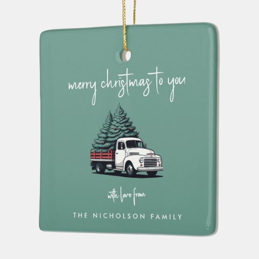 Ceramic Ornament | Christmas Tree Delivery Truck (Links)