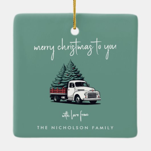 Ceramic Ornament | Christmas Tree Delivery Truck (Rückseite)