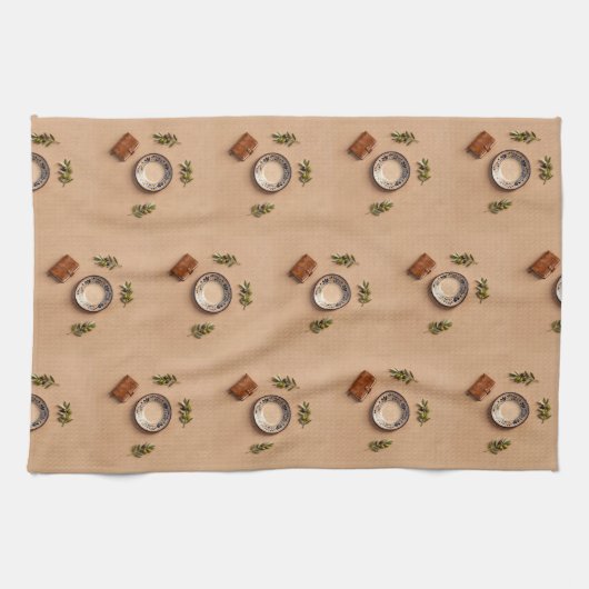 ceramic plate leather journal and olive branches geschirrtuch (Horizontal)
