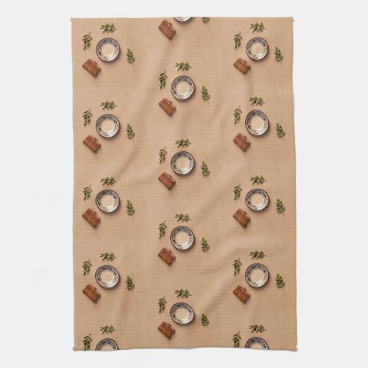 ceramic plate leather journal and olive branches geschirrtuch (Vertikal)