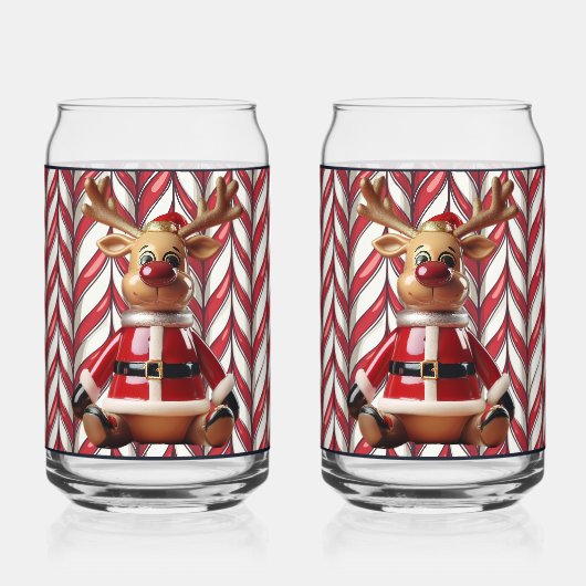 Ceramic Reindeer Soda Glass Dosenglas (Vorderseite)
