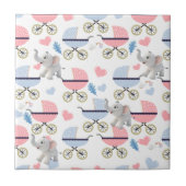 Ceramic Tile Baby Stroller Stork Elephant Fliese (Vorderseite)