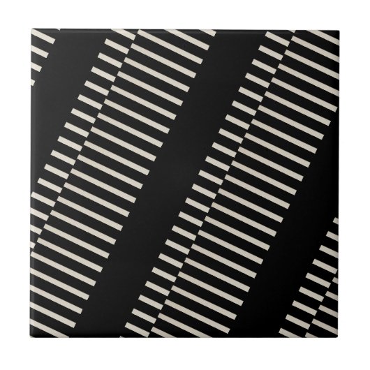 Ceramic Tile Black and Beige Stripe Fliese (Vorderseite)