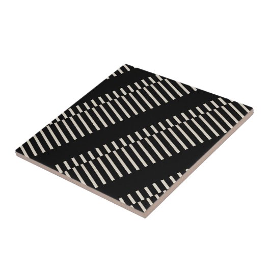 Ceramic Tile Black and Beige Stripe Fliese (Seite)